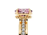 Oval Channel Engagement Ring Setting for a Fancy Pink Lab-Grown Diamond | Yellow Gold