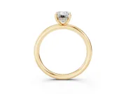Emerald Cut Diamond Solitaire Ring Set in Yellow gold with Thin Band and Prong Setting