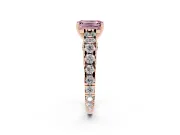 Emerald Cut Graduated Cathedral Engagement Ring Setting for a Fancy Pink Lab-Grown Diamond | Side Stones | Rose Gold