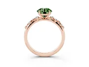 Fancy Green Round Cut Diamond Cluster Solitaire Ring Set in Rose gold with Prong Setting