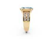 Marquise Half Bezel Engagement Ring Setting for a Fancy Blue Lab-Grown Diamond | Double Row Channel Band | Yellow Gold