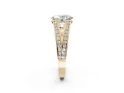 Oval Split Shank Pavé Engagement Ring Setting | Engraved Leaf Sides | Yellow Gold