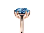 Fancy Blue Round Cut Diamond Solitaire Cathedral Ring Set in Rose gold with Prong Setting