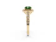 Cushion Cut Graduated Milgrain Halo Engagement Ring Setting for a Fancy Green Lab-Grown Diamond | Yellow Gold