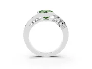 Heart-Shaped Engagement Ring Setting for a Fancy Green Lab-Grown Diamond | Bezel | Sterling Silver