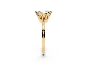Pear Cut Diamond Solitaire Engagement Ring Set in Yellow gold with Slim Tapered Solitaire Band