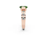 Fancy Green Oval Cut Diamond Channel-Set Band Ring Set in Rose gold with Bezel Prong Setting