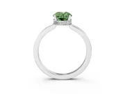 Fancy Green Oval Cut Diamond Solitaire Engagement Ring Set in Platinum with Prong Setting on a Plain Band