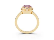 Heart-Shaped Milgrain Halo Engagement Ring Setting for a Fancy Pink Lab-Grown Diamond | Pavé Band | Yellow Gold