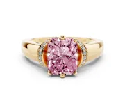 Radiant Cut Pavé Collar Engagement Ring Setting for a Fancy Pink Lab-Grown Diamond | Yellow Gold