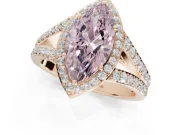 Marquise Halo Pavé Engagement Ring Setting for a Fancy Pink Lab-Grown Diamond | Narrow Split Shank | Rose Gold