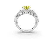 Round Art Deco Graduated Engagement Ring Setting for a Fancy Yellow Lab-Grown Diamond | Platinum
