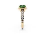Radiant Cut Accented Halo Engagement Ring Setting for a Fancy Green Lab-Grown Diamond | Yellow Gold