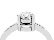 Pear Cut Diamond Solitaire Ring Set in Silver with Prong Head and Smooth Polished Band