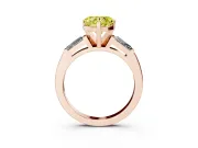 Heart-Shaped Three Stone Engagement Ring Setting for a Fancy Yellow Lab-Grown Diamond | Tapered Baguettes | Rose Gold