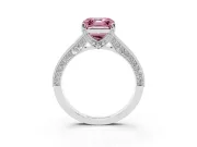 Asscher Cut Hidden Halo Engagement Ring Setting for a Fancy Pink Lab-Grown Diamond | Milgrain Pave | White Gold