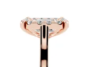 Emerald Cut Claw Corner Halo Engagement Ring Setting | Slim Plain Band | Rose Gold
