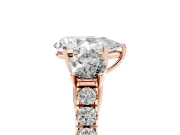 Pear-Shaped Three Stone Engagement Ring Setting | Pave Shoulders | Rose Gold