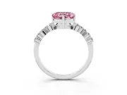 Heart-Shaped Scattered Accent Engagement Ring Setting for a Fancy Pink Lab-Grown Diamond | Platinum