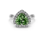 Heart-Shaped Halo Engagement Ring Setting for a Fancy Green Lab-Grown Diamond | Square Profile Band | Platinum