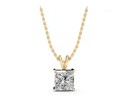Princess Cut Lab-Grown Diamond Solitaire Pendant | Split Bail | Yellow Gold