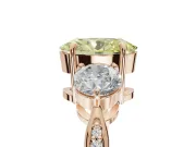 Oval Three Stone Engagement Ring Setting for a Fancy Yellow Lab-Grown Diamond | Tapered Pave Band | Rose Gold