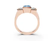 Radiant Cut Channel-Set Three Stone Engagement Ring Setting for a Fancy Blue Lab-Grown Diamond | Rose Gold