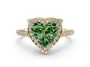 Heart-Shaped Petal Tip Halo Engagement Ring Setting for a Fancy Green Lab-Grown Diamond | Pavé Band | Yellow Gold