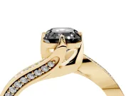 Emerald Cut Bypass Pavé Engagement Ring Setting for a Black Center | Swept Shoulders | Yellow Gold