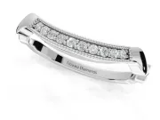 Round Lab-Grown Diamond Milgrain Deep Curve Wedding Band | Sculpted Shoulders | Platinum