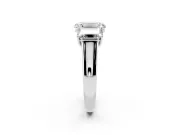 Emerald Cut Three Stone Engagement Ring Setting | Basket Prong Heads | White Gold