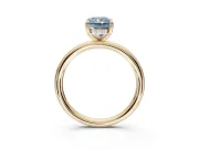 Radiant Cut Hidden Halo Ring Setting for a Fancy Blue Lab-Grown Diamond | Yellow Gold