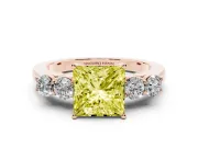 Princess Cut 5 Stone Engagement Ring Setting for a Fancy Yellow Lab-Grown Diamond | Rose Gold