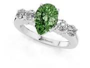Pear-Shaped 5 Stone Engagement Ring Setting for a Fancy Green Lab-Grown Diamond | Sterling Silver