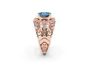 Radiant Cut Art Deco Engagement Ring Setting for a Fancy Blue Lab-Grown Diamond | Rose Gold