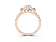 Cushion Cut Three Stone Engagement Ring Setting | Pave Shoulders | Rose Gold