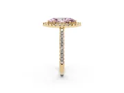 Marquise Pave Halo Engagement Ring Setting for a Fancy Pink Lab-Grown Diamond | Pave Band | Yellow Gold