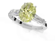 Oval Tapered Baguette Engagement Ring Setting for a Fancy Yellow Lab-Grown Diamond | Sterling Silver