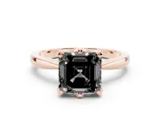 Asscher Cut Tapered Solitaire Engagement Ring Setting for a Black Center | Rose Gold