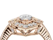 Pear-Shaped Vintage Halo Engagement Ring Setting | Art Deco Side Panels | Rose Gold