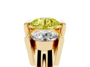 Fancy Yellow Round Cut Diamond Three-Stone Channel Set Ring Set in Yellow gold with Smooth Polished Band