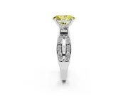 Oval Three-Stone Twist Engagement Ring Setting for a Fancy Yellow Lab-Grown Diamond | White Gold