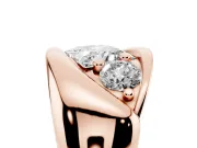 Princess Cut Three Stone Bypass Engagement Ring Setting | Sculpted Crossover Band | Rose Gold