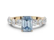 Emerald Cut Engagement Ring Setting for a Fancy Blue Lab-Grown Diamond | Yellow Gold - Design NV-24455