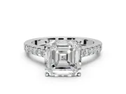 Asscher Cut Pavé Solitaire Engagement Ring Setting | Crossover Gallery | Sterling Silver