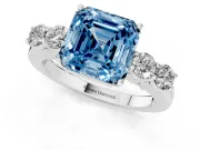 Asscher Cut 5 Stone Engagement Ring Setting for a Fancy Blue Lab-Grown Diamond | Platinum