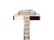 Radiant Cut Sectioned Halo Engagement Ring Setting | Pavé Gallery and Band | Rose Gold