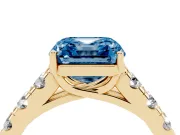 Asscher Cut Engagement Ring Setting for a Fancy Blue Lab-Grown Diamond | Yellow Gold - Design NV-24643