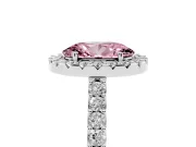Oval Halo Engagement Ring Setting for a Fancy Pink Lab-Grown Diamond | Single Row Pavé Band | Sterling Silver