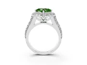 Fancy Green Princess Cut Diamond Halo Engagement Ring Set in Silver with Split Shank and Prong Setting